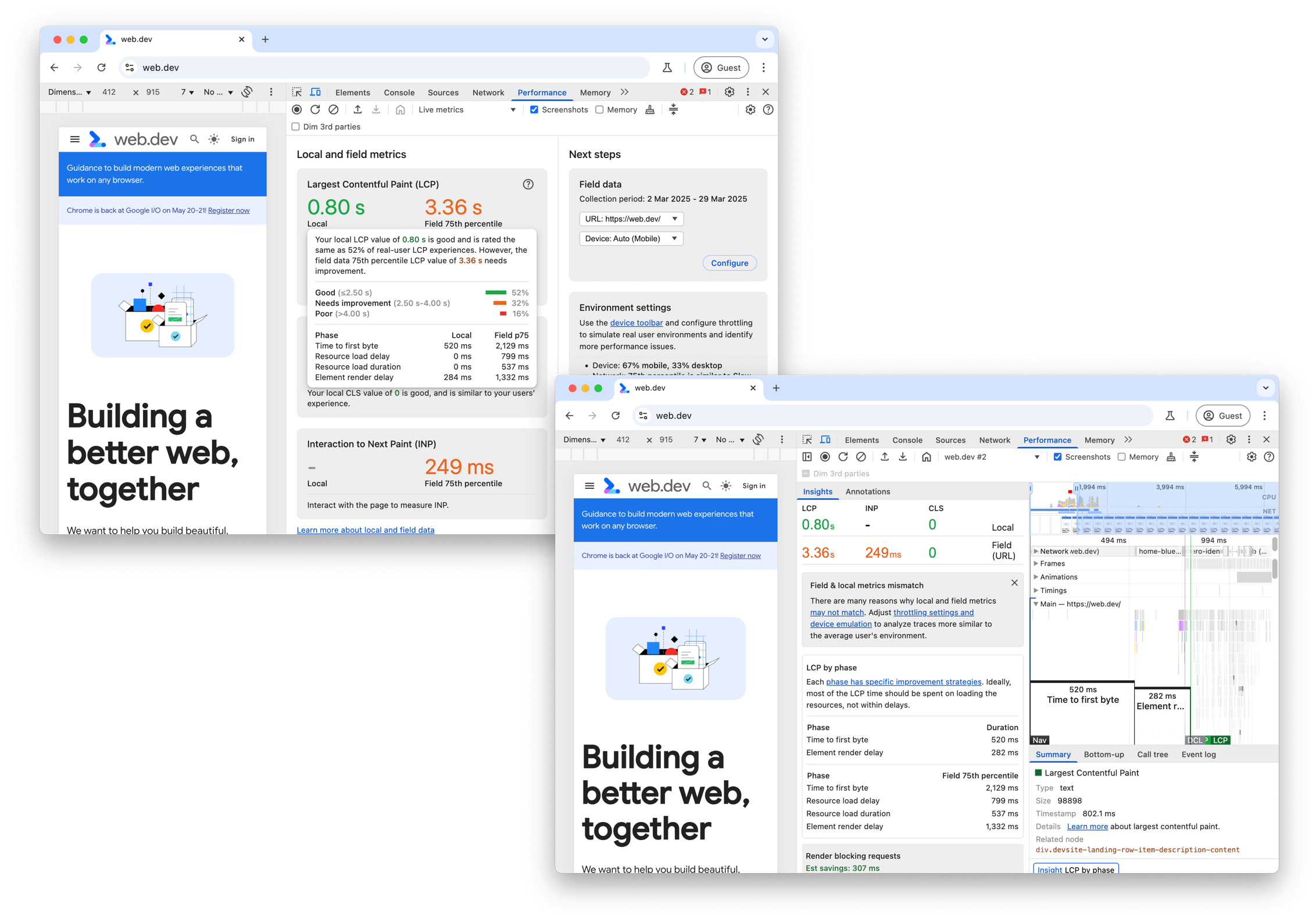 LCP در Chrome DevTools
